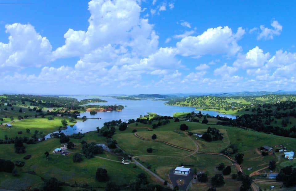 Aerial view of Camp Far West Lake